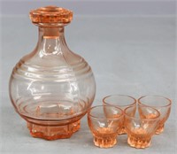 Vintage Apricot Decanter Set / 5 Pc