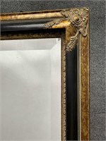 Black with Gold Gilt Beveled Wall Mirror