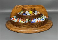 Vintage Marbles (85+) & Wooden Stand
