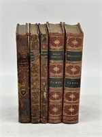 Bookend & (4) Leather Bound Books