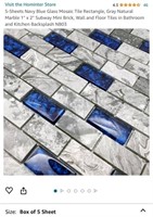 New 5-Sheets Navy Blue Glass Mosaic Tile