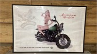 Harley Davidson, American bombshell framed picture