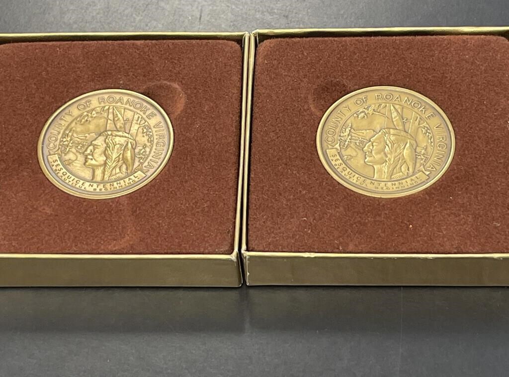 Two Roanoke County Sesquicentennial Medallions