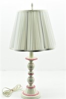 Bedside Table Lamp Painted Metal Base Pink & White