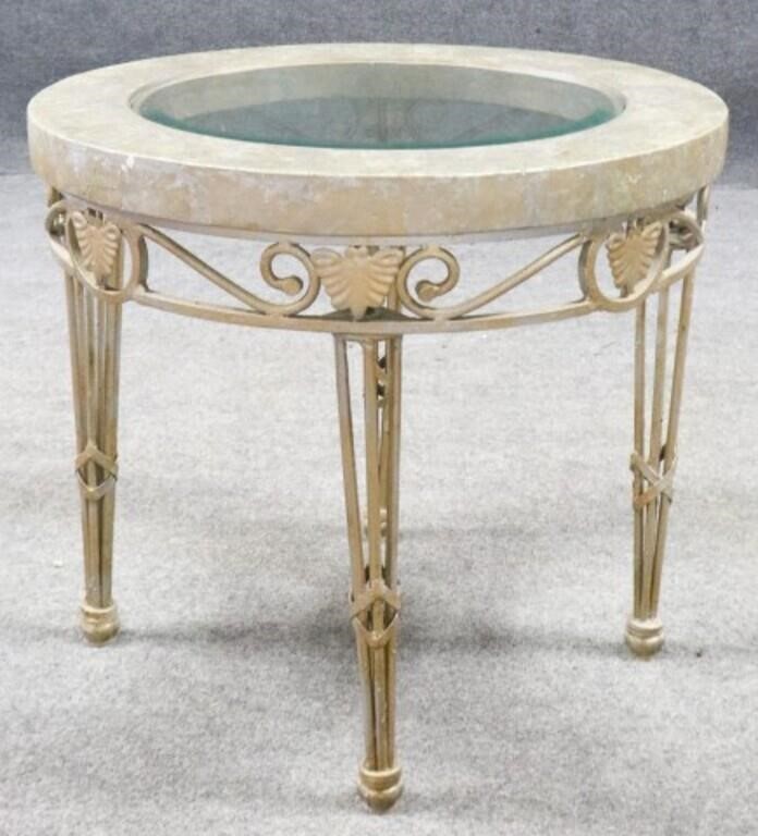 Round Top End Table w/Glass Inset
