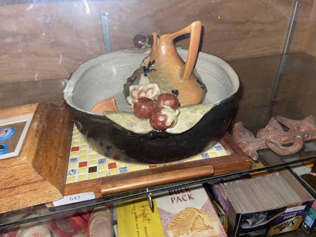 pottery bowl and platter (broken pitcher)