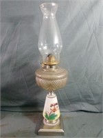 Hand Painted Antique Style Oil Lamp Measures 21"