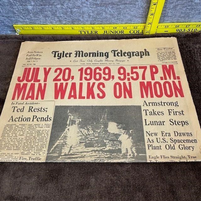Vintage Newspaper: "Man Walks on Moon"