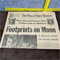 Vintage Newspaper: "Footprints on Moon"