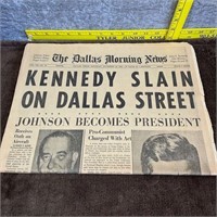 Vintage Newspaper: "Kennedy Slain on Dallas Street