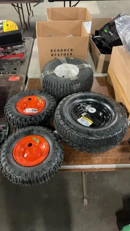 1 LOT, 4 Tires, 2 - 4.10 / 3.50 6 NHS 4 Ply