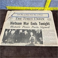 Vintage Newspaper: "Vietnam War Ends Tonight"