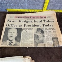 Vintage Newspaper: "Nixon Resigns, Ford ...