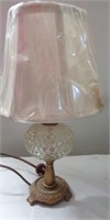 VINTAGE GLASS AND BRASS LAMP