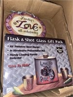 flask and shot glass gift pack and love sign