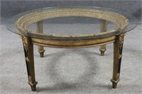 Round Top Coffee Table W/ Glass Top