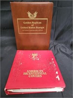Box of Golden replicas of United States stamps,