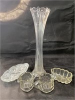 VTG 16" Swung Glass Vase & Glassware