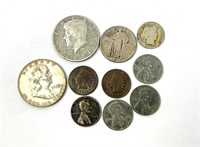 SILVER US COINS & INDIAN HEAD/STEEL PENNIES