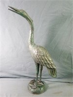 Metal Heron Figurine Measures 20" Height