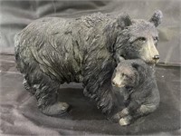 Mama Black Bear & Cub Resin Figure