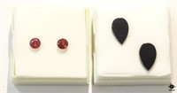 Rhodolite Garnet & Black Onyx Stones / 4 pc