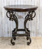Wrought Iron Base Accent Table