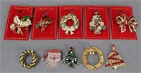 Holiday Lane Christmas Brooches / 10 Pc