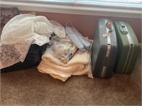 Luggage and linens lot