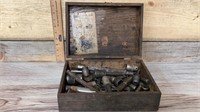 Wooden box with tools