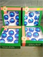 4 Sets of 8 Vintage Style Christmas Blue Glass