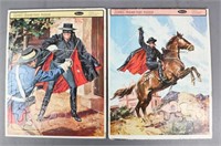 Vintage Walt Disney Zorro Frame-Tray Puzzles/2 pc
