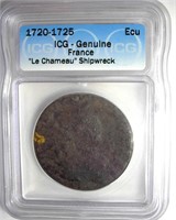 1720-1725 Ecu ICG Genuine "Le Chameau" Shipwreck