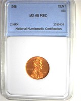 1998 Cent MS69 RD LISTS $2750