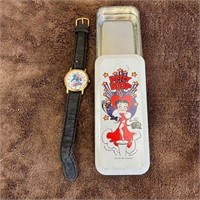 Vtg 1994 Betty Boop Watch by King with Tin Case