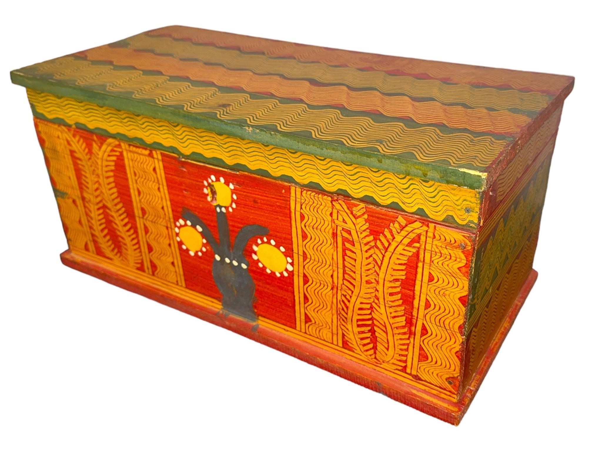 Painted Pine Folk Art Box