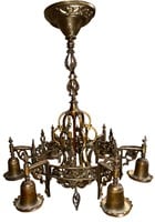 Antique Late Victorian Wrought Iron Chandelier
