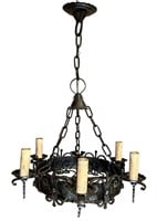 Exceptional Gothic Style Wrought Iron Chandelier