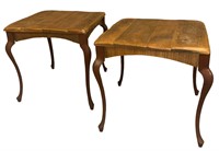 Pine & Cast Iron Side Tables, Pair