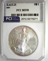 2007 Silver Eagle MS70 LISTS $100