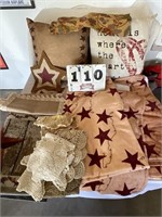 Star pillow & blankets, dollies, placemats