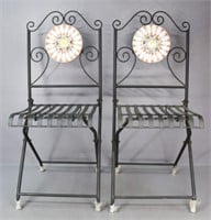 Folding Metal Chairs w/Mosaic Accent / 2 pc