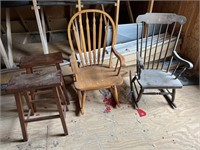 TWO ROCKING CHAIRS & TWO STOOLS