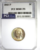 1945-P Nickel MS68 FS LISTS $5500 IN 67+FS