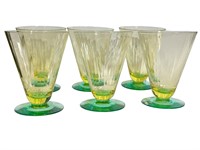 Set of 6 Vintage Uranium Footed Glasses