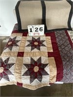 80"X78" quilt, throw rugs 28"X19"