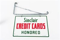 NOS SINCLAIR CREDIT CARDS HONORED DSP FLANGE SIGN