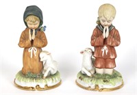 VTG Lefton Orange Children Praying Figurines