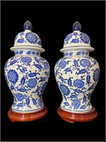 Porcelain BOMBAY & CO. Floral Ginger Jar, Pair