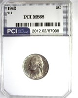1942 T1 Nickel MS68 LISTS $2500 IN 67+
